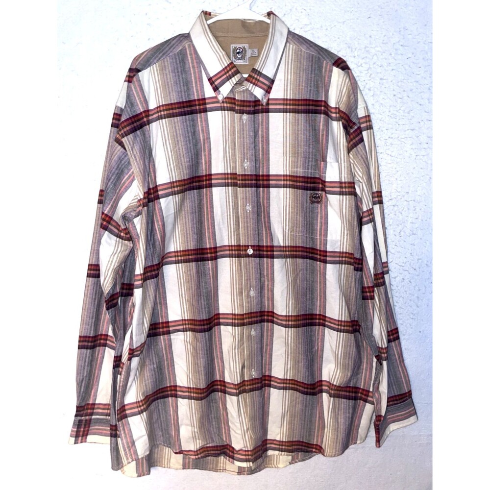 Cinch Western Cowboy Plaid Button Down Long Sleeve Men Shirt XL Red Purple